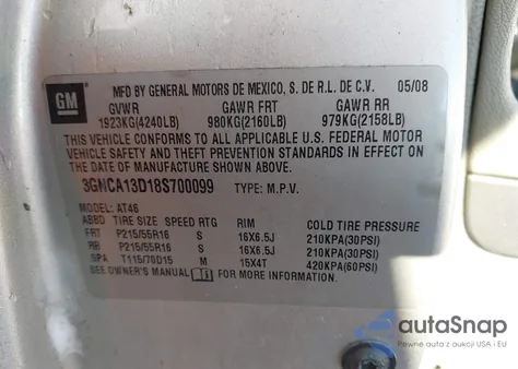 2008 Chevrolet Hhr Ls from USA, damaged, VIN 3GNCA13D18S700099